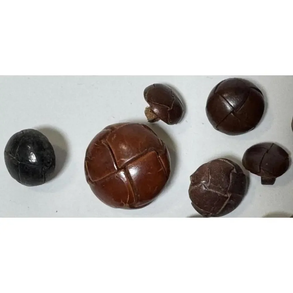 Lot of 35 Vintage Wrapped Woven Leather Shank Buttons
